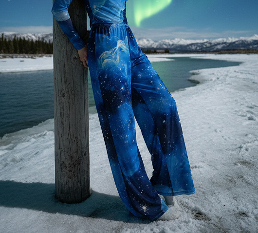 Womens Long Sleeve Printed Mesh Swimsuit with Pants 2 Piece Beach Bathing Suit